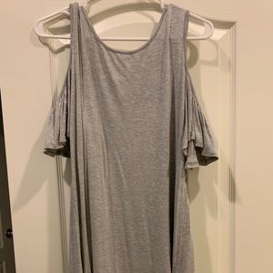 Grey cold shoulder t-shirt dress